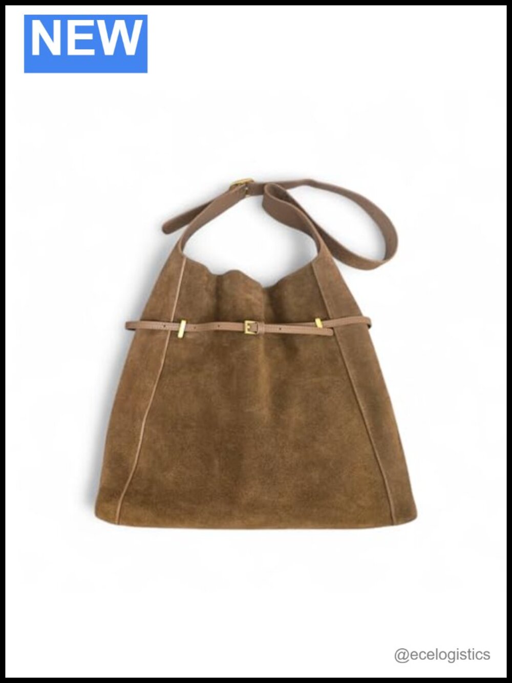 Genuine Suede Hobo Shoulder Bag with Adjustable Strap